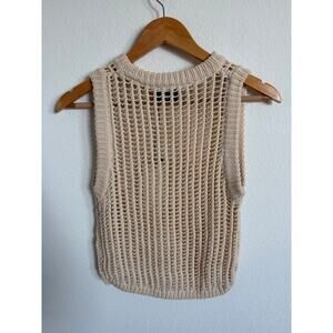 Miou Muse Womens Knit Tank Top Sweater Sleeveless Size Small Beige NWT